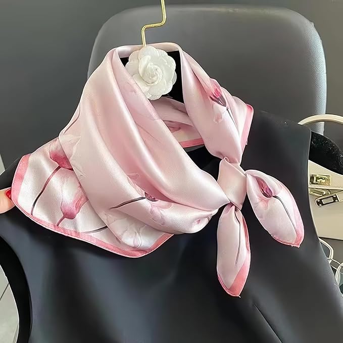 27.5 Inches Satin Bandanas Head Scarf for Women Silk Neck Scarves Accessories for Sleeping Handbags Scarf