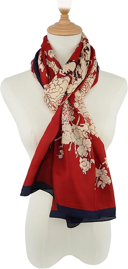 YOUR SMILE Large Mulberry Silk Feeling Long Stain Scarf Lightweight Sunscreen Shawls Wraps for Women