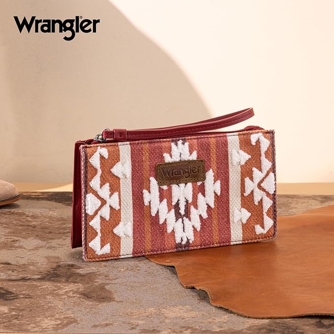 Montana West Wrangler Clutch Purses for Women Western Wristlet Wallet Boho Aztec Card Holder Zipper Handbags for Ladies AR-WG313-181BDY