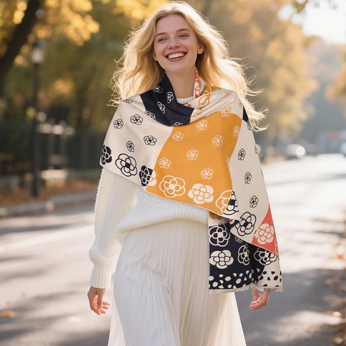 EXTREE Scarfs for Women Pashmina Silky Shawl Wrap for Evening Dressing Blanket Open Front Poncho Cape