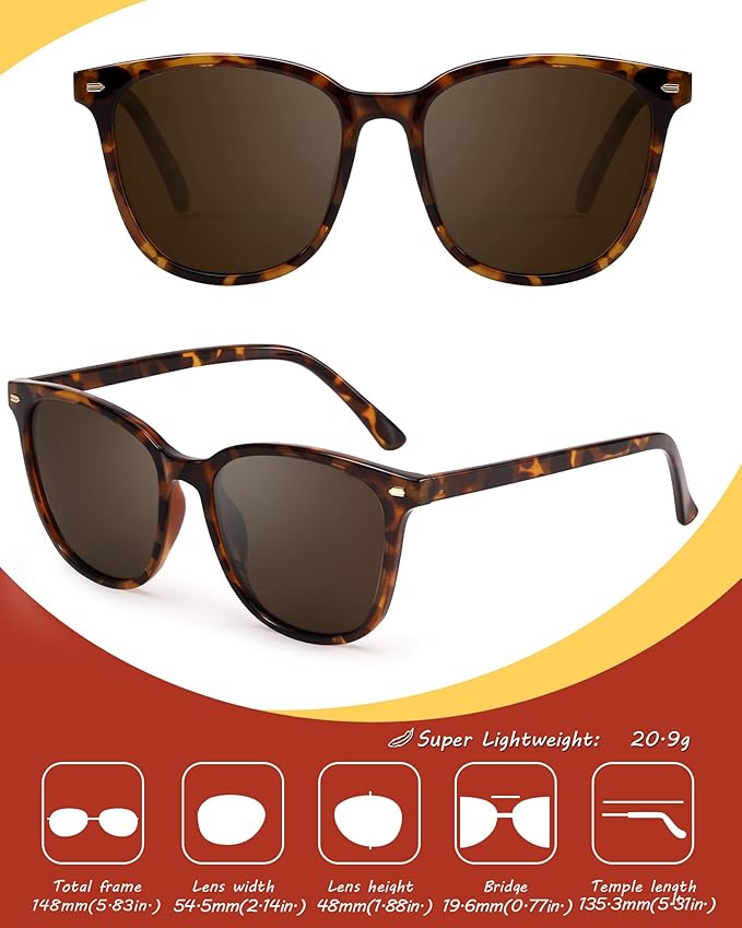 Myiaur Polarized Sunglasses for Women, Square Mirrored Trendy Shades with UV Protection Reduce Glare Sun Glasses