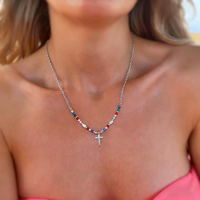 Cross Necklace for Women Trendy - Dainty 18K Real Gold Plated Minimalist Cross Necklace Non Tarnish Waterproof Trendy Cute Simple Small Necklaces Easter Christian Religious Faith Jewelry Gifts