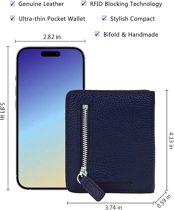 AINIMOER Small Leather Wallet for Women, Ladies Credit Card Holder RFID Blocking Women's Mini Bifold Pocket Purse