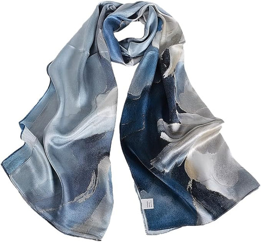 100% Mulberry Silk Scarf for Women Neck Oblong Headscarves Long Floral Print Lightweight Silk Wraps Shawls 67"*20"