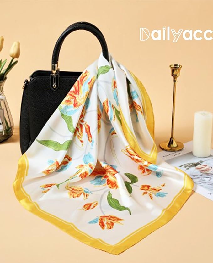Dailyacc Hair Bandanas Scarf For Women Lightweight Fashion Neck Silk Satin Head Scarves For Sleeping Handbags Scarf