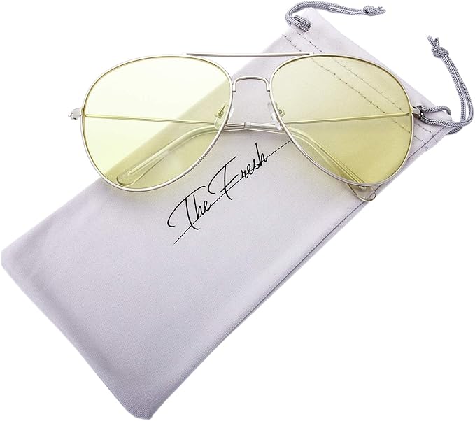 The Fresh Classic Aviator Frame Light Color Lens XL Oversized Sunglasses Gift Box