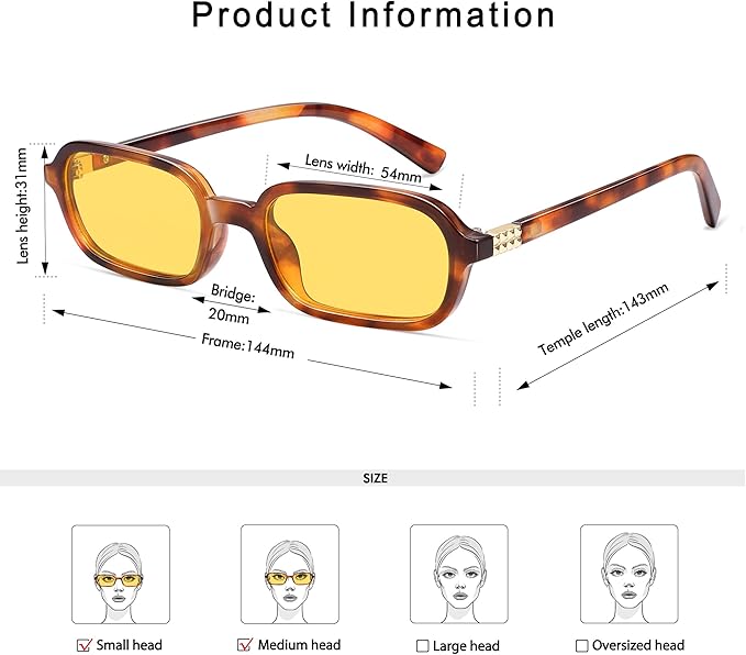 Retro Rectangular Sunglasses for Women Vintage Fashion Trendy Funny Small 90s Square Sunnies 2025 AP3698