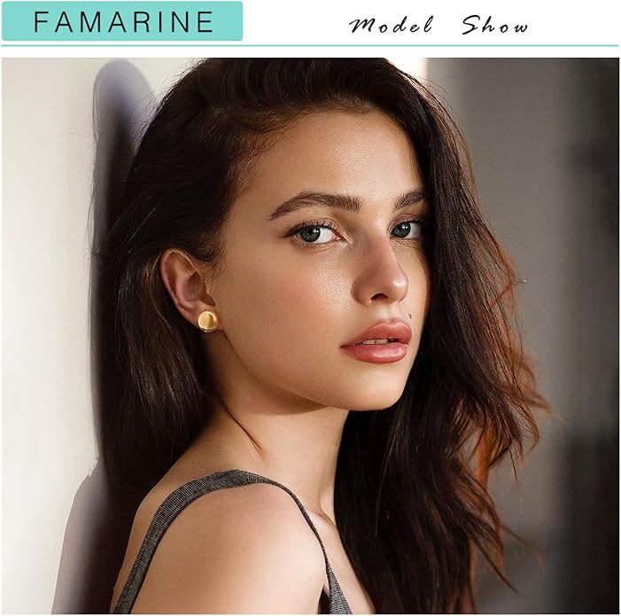 FAMARINE Dot Earrings Gold Silver Stud Earrings for Women Flat Round Earring Minimalist Earring