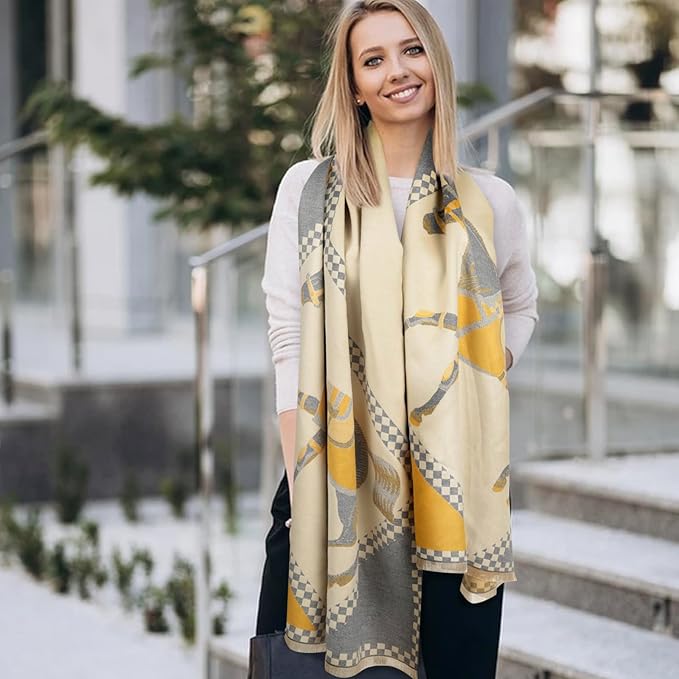 EXTREE Scarfs for Women Pashmina Silky Shawl Wrap for Evening Dressing Blanket Open Front Poncho Cape