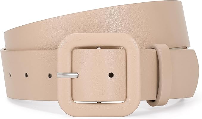 WHIPPY Women Leather Belt Candy Color Fashion Square Buckle Belt Ladies Belt for Jeans Pants Dresses