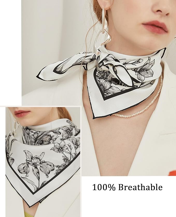 Dailyacc Hair Bandanas Scarf For Women Lightweight Fashion Neck Silk Satin Head Scarves For Sleeping Handbags Scarf