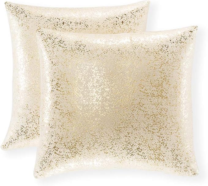 Xinrjojo Gift, Super Soft Sparkling Decorative Solid Color Cushion Cover Handmade Pillowcase with Hidden Zipper, 22''x22'', 2 Pack (Bronzing- Champagne)