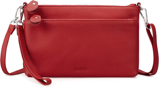 befen Genuine Leather Wristlet Clutch Wallet Purses with RFID Blocking, Small Crossbody Bags Shoulder Handbag for Women