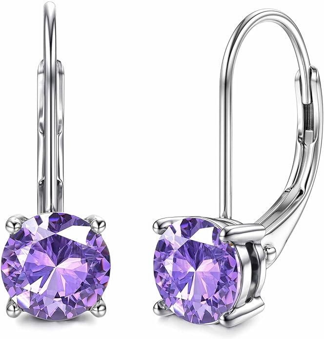 Moissanite Earrings,1.0ct-2.0ct D Color Brilliant Round Cut Earring 18K White Gold Plated Sterling Silver Dangle Earrings Moissanite Leverback Drop Earring s