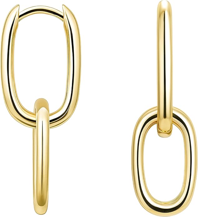 Gold Plated Statement Chunky Dangle Stud Earrings for Women, Gold Plated Hoop Knot Claw Earrings Tarnish Free Jewelry for Women Gifts