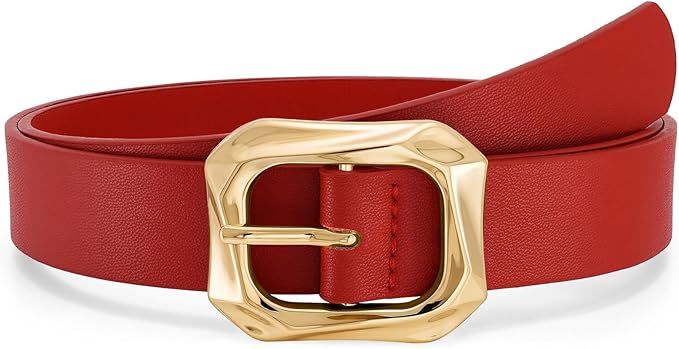 WHIPPY Women's Leather Belts with Gold Buckle Casual Fashion Ladies Waist Belts for Jeans Pants Dresses