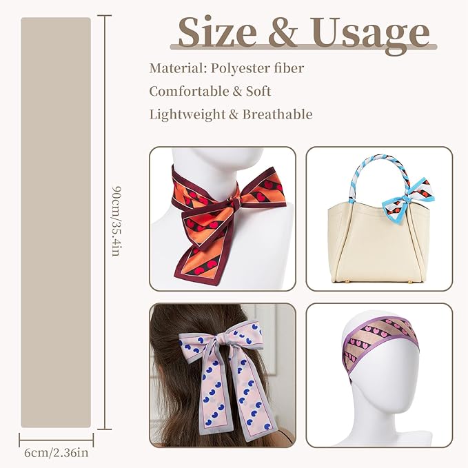 4 Pack Purse Scarf Handbags Skinny Twill Hair Scarves Narrow Neck Scarf Band Women Fashion Accessories Bag Charms