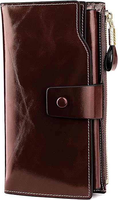 YALUXE Women's Genuine Leather Wallet RFID Blocking Multi Card Holder with Cell Phone Pocket Mothers Day Gifts