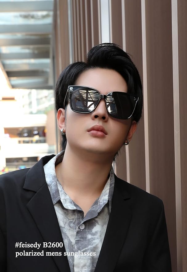 FEISEDY Oversized Polarized Sunglasses - UV400 Protection, Square Fashion Sun Glasses for Outdoor & Daily B2600