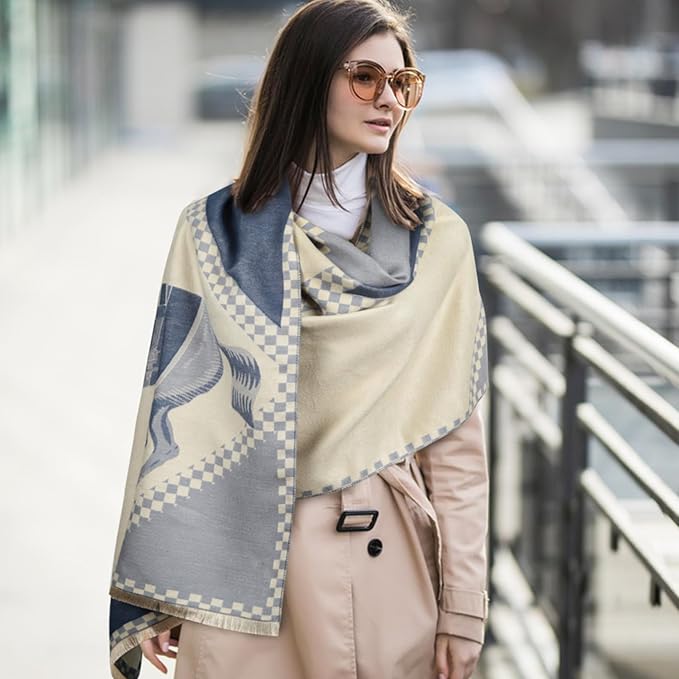 EXTREE Scarfs for Women Pashmina Silky Shawl Wrap for Evening Dressing Blanket Open Front Poncho Cape