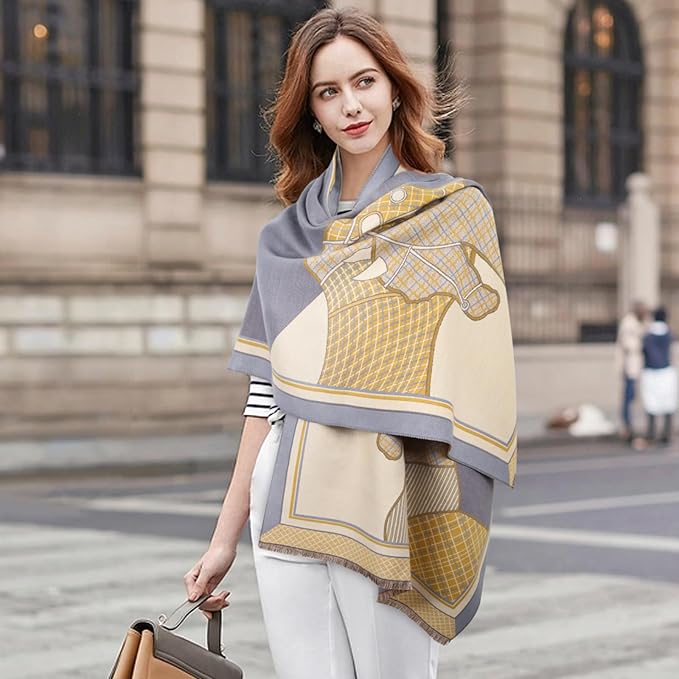 EXTREE Scarfs for Women Pashmina Silky Shawl Wrap for Evening Dressing Blanket Open Front Poncho Cape