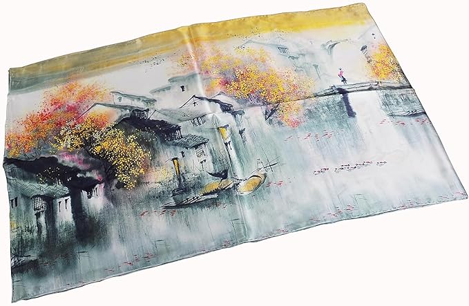 100% Mulberry Silk Scarf for Women Neck Oblong Headscarves Long Floral Print Lightweight Silk Wraps Shawls 67"*20"
