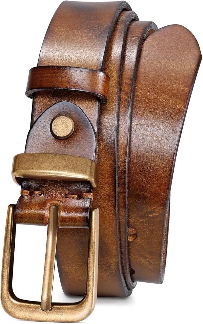 JASGOOD Women Belt Genuine leather Belt with Vintage Metal Buckle,Ladies Full Grain Leather Belt for Jeans Pants