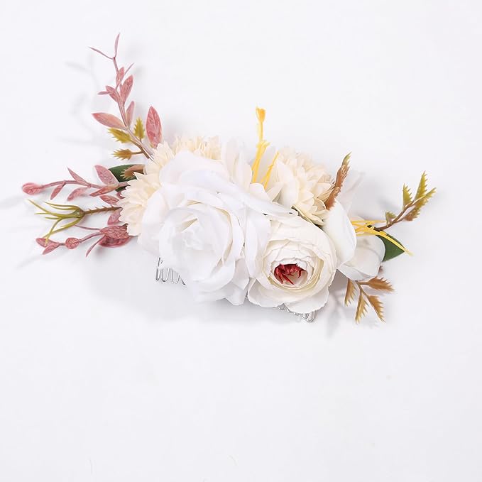 Flower Hair Clip for Women - Elegant Hair Accessory for Wedding, Party & Daily Wear (Ivory White)