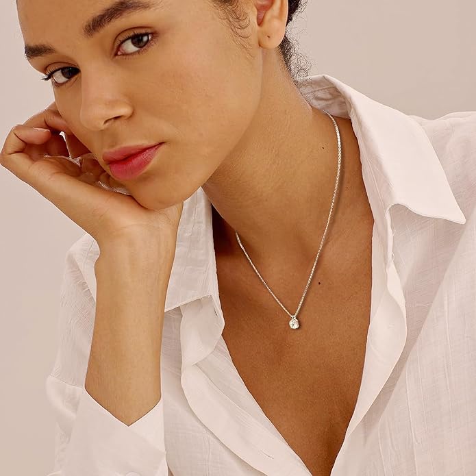Moissanite 925 Sterling Silver Pendant Necklace 0.5-1 Carat Round Pear Cut, Dainty Elegent D Color Dancing Style with Bead Adjustable Chain Necklace for Women