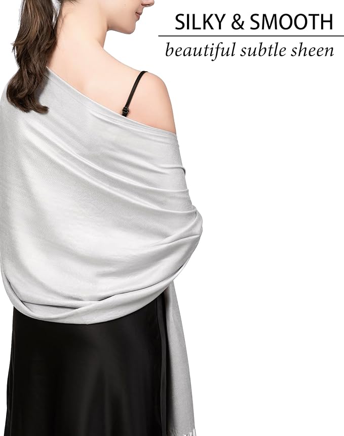 Achillea Soft Silky Pashmina Scarf for Women – Shawl Wrap for Evening Dresses, Bridesmaids, Weddings & Everyday Wear
