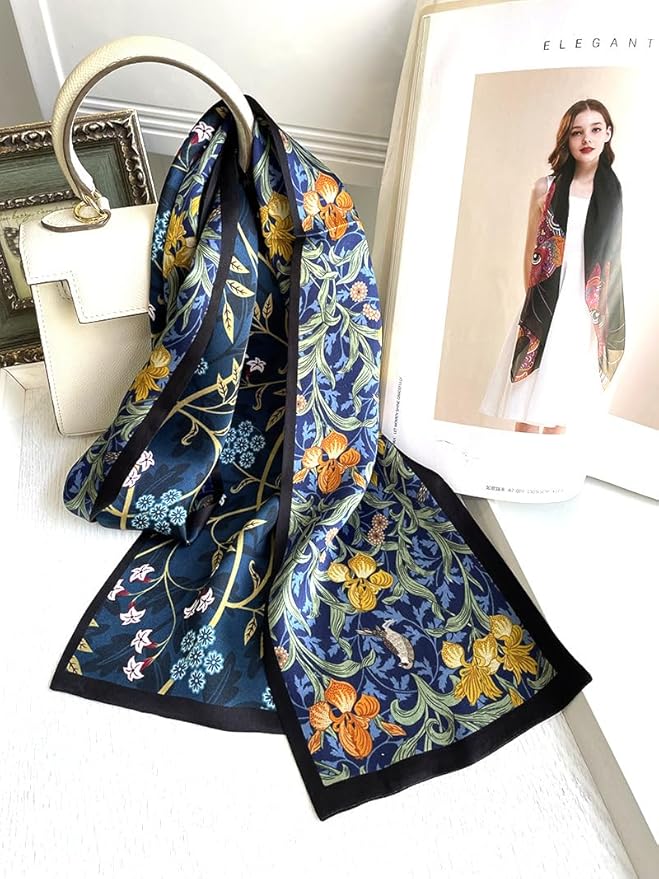 100% Mulberry Silk Ribbon Scarf for Hair Beach Head Wraps for Women Handbag accessories Necktie
