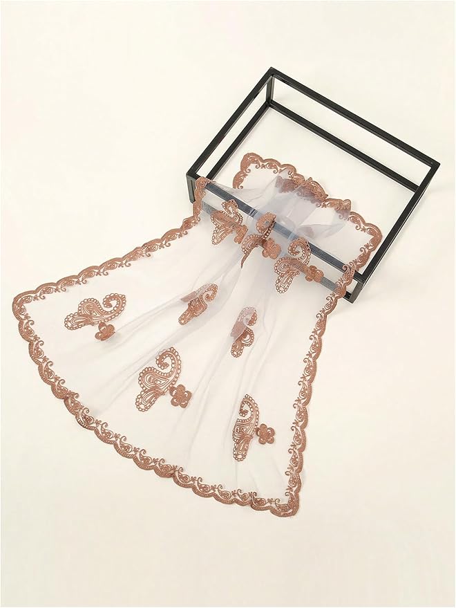 Floerns Women's Flower Embroidery Hair Scarf Headband Sheer Lace Hair Bandana
