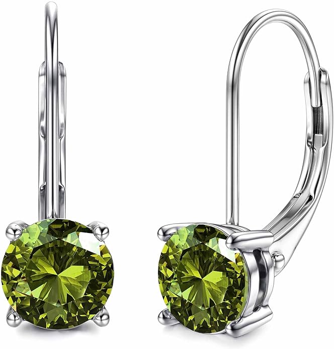 Moissanite Earrings,1.0ct-2.0ct D Color Brilliant Round Cut Earring 18K White Gold Plated Sterling Silver Dangle Earrings Moissanite Leverback Drop Earring s