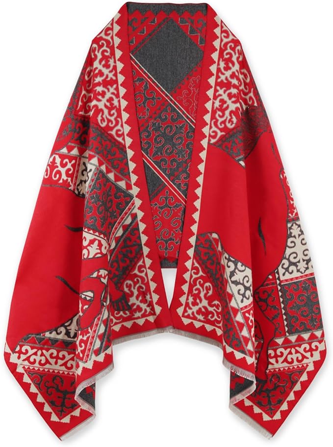 EXTREE Scarfs for Women Pashmina Silky Shawl Wrap for Evening Dressing Blanket Open Front Poncho Cape