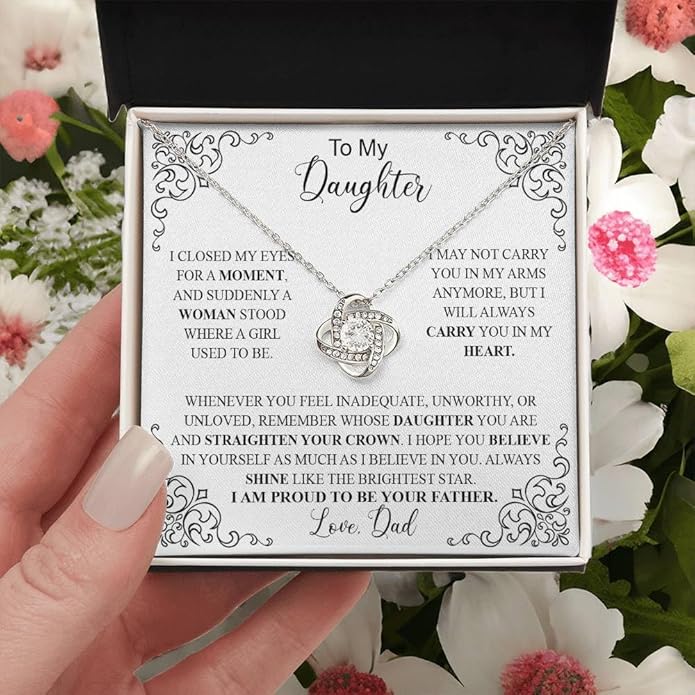 VIRAGIL To My Daughter Gift Necklace From Dad or Mom - Badass Daughter Jewelry With Heartfelt Message & Elegant Box