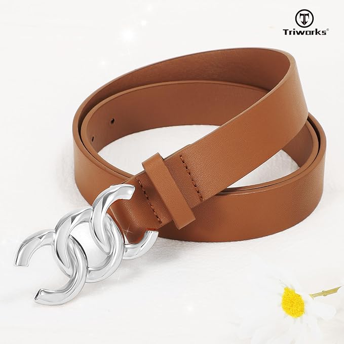 TRIWORKS 3 Pack Women's Belts for Jeans Pants Fashion Waist Belts for Ladies Leather Belts