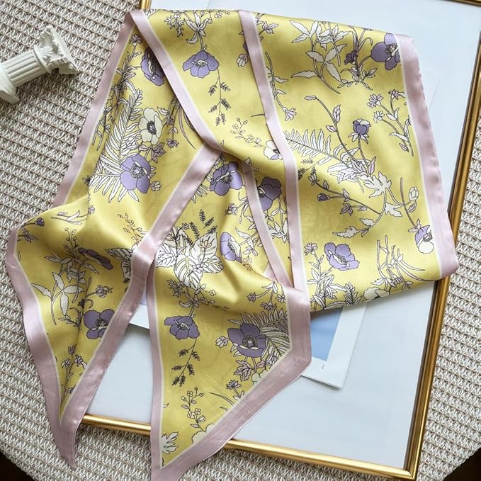 Silk Head Scarf for Hair Fashion Headwrap for Women Lightweight Neck Tie