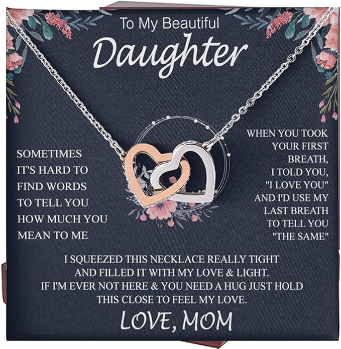 VIRAGIL To My Daughter Gift Necklace From Dad or Mom - Badass Daughter Jewelry With Heartfelt Message & Elegant Box