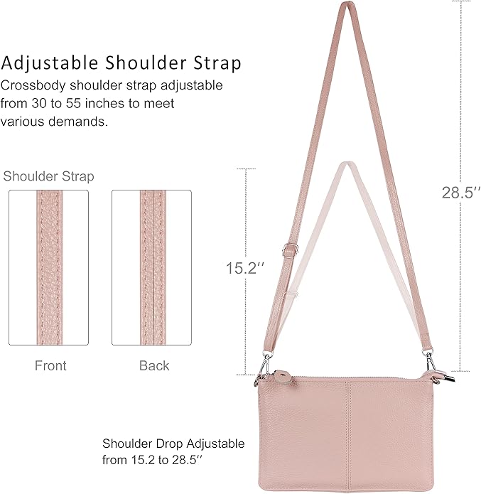 befen Genuine Leather Wristlet Clutch Wallet Purses Small Crossbody Bags for Women with RFID Blocking Card Slots