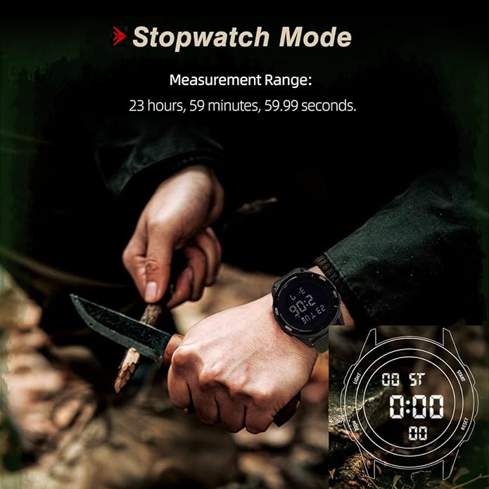 Digital Watch Military Watches for Men Black Tactical Sports Waterproof Men's Women's Wrist Watch with LED Backlight Nylon Band Stopwatch,Green