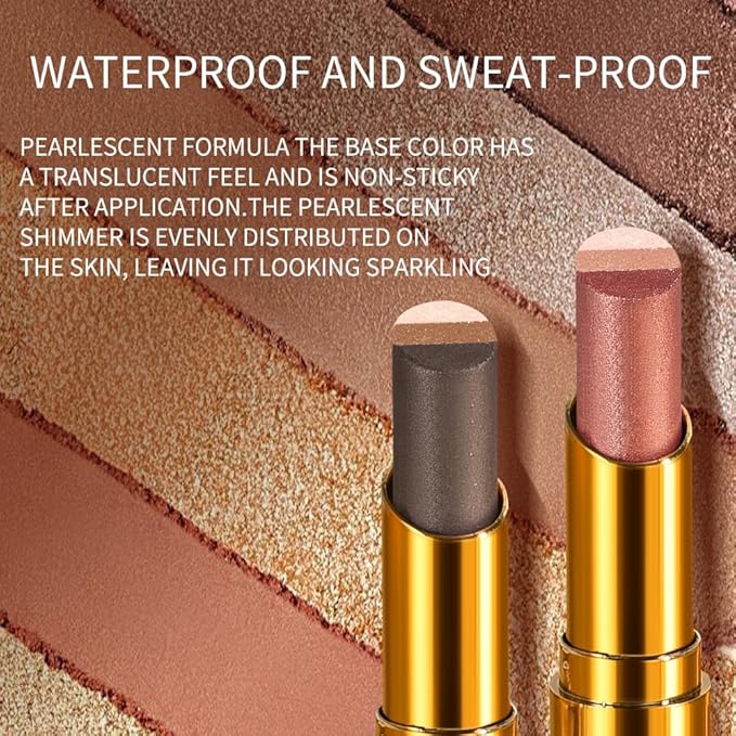 Eyeshadow Stick Makeup – Tri-Color Eye Shadow, Blendable Cream Glitter Eyeshadow Stick for Long-Wear Beauty Looks, Smudge-Resistant & Easy to Apply – Rose Sparkle