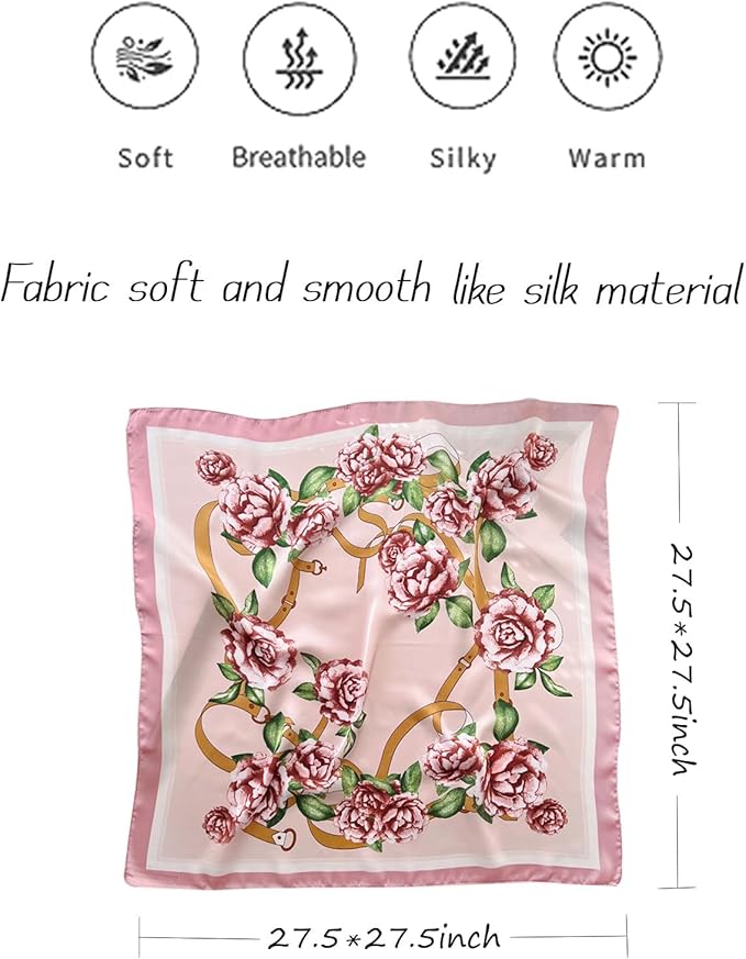 Satin Bandanas Head Scarf For Women Hair Scarves Accessories Lightweight Fashion Wrap Neck Silk Sleeping Headscarf