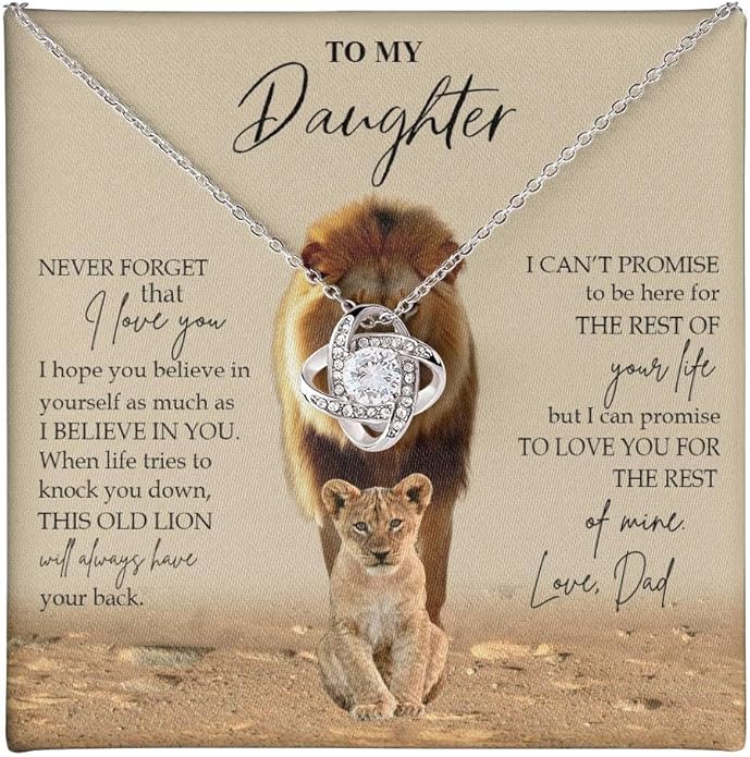 VIRAGIL To My Daughter Gift Necklace From Dad or Mom - Badass Daughter Jewelry With Heartfelt Message & Elegant Box