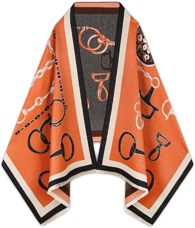 EXTREE Scarfs for Women Pashmina Silky Shawl Wrap for Evening Dressing Blanket Open Front Poncho Cape