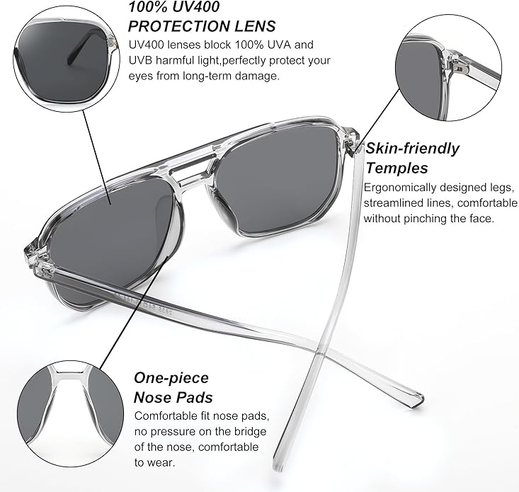 FEISEDY Retro Square Aviator Sunglasses Women Men 70s Vintage Trendy Plastic Frame Sun Glasses B2835