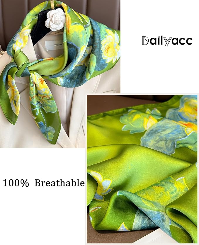 Dailyacc Hair Bandanas Scarf For Women Lightweight Fashion Neck Silk Satin Head Scarves For Sleeping Handbags Scarf