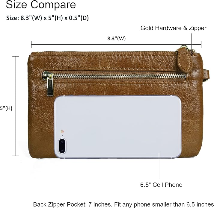 befen Genuine Leather Wristlet Clutch RFID Blocking Bag Cell Phone Wallet Purse Wristlet Wallet Purses and Handbags for Women