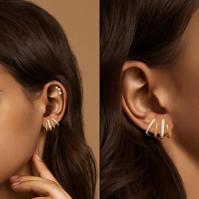 IMBOS Earrings for Women Trendy 14K Gold Stud Earrings Claw Earring Dainty Simple Minimalist Gold Earring Hypoallergenic Jewelry for Women Gifts