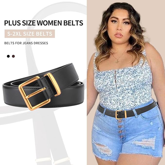 TINIDI Women Genuine Leather Belt for Jeans Pants Dress Fashion Ladies Waist Belt with Gold Buckle