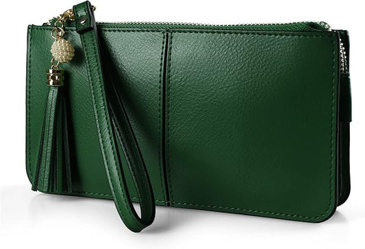 befen Genuine Leather Wristlet Clutch for Women Ultra-Slim Ladies Credit Card Holder Wallet Purses with RFID Protection